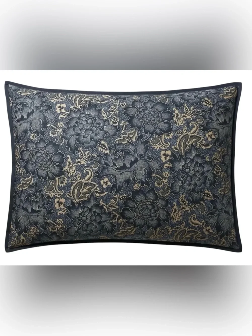 Ralph Lauren KING Shams KEATON Indigo Blue Floral Pair Jacobean Grandmillennial